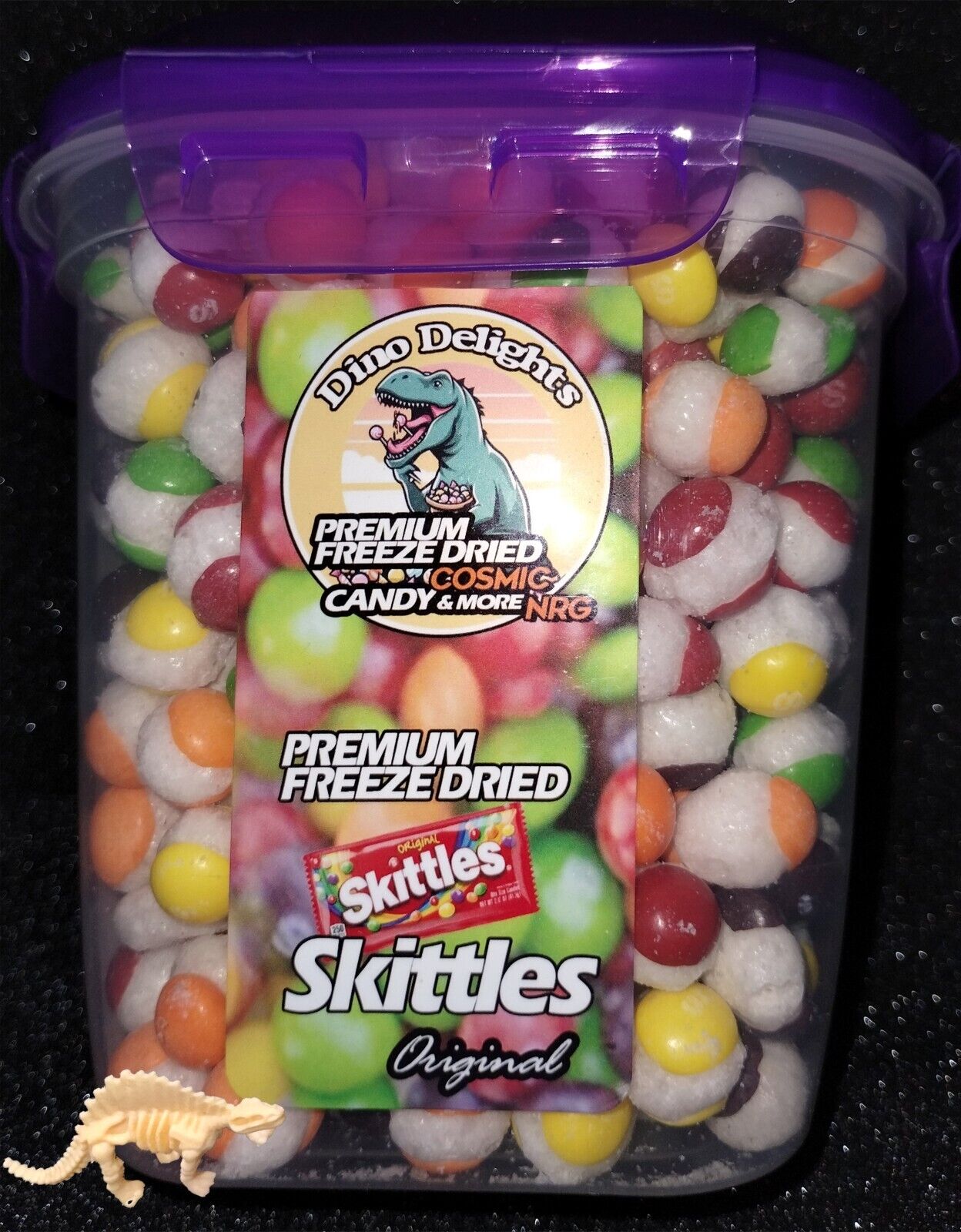 ✔FREEZE DRIED DISCOUNT - FINEST Large SKITTLEZ 54 ounce Original Candy Jar BONUS