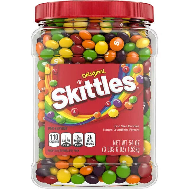 TWO (2) 🔥SKITTLEZ 54 oz Original Fruity Chewy Candy BULK candies HUGE container