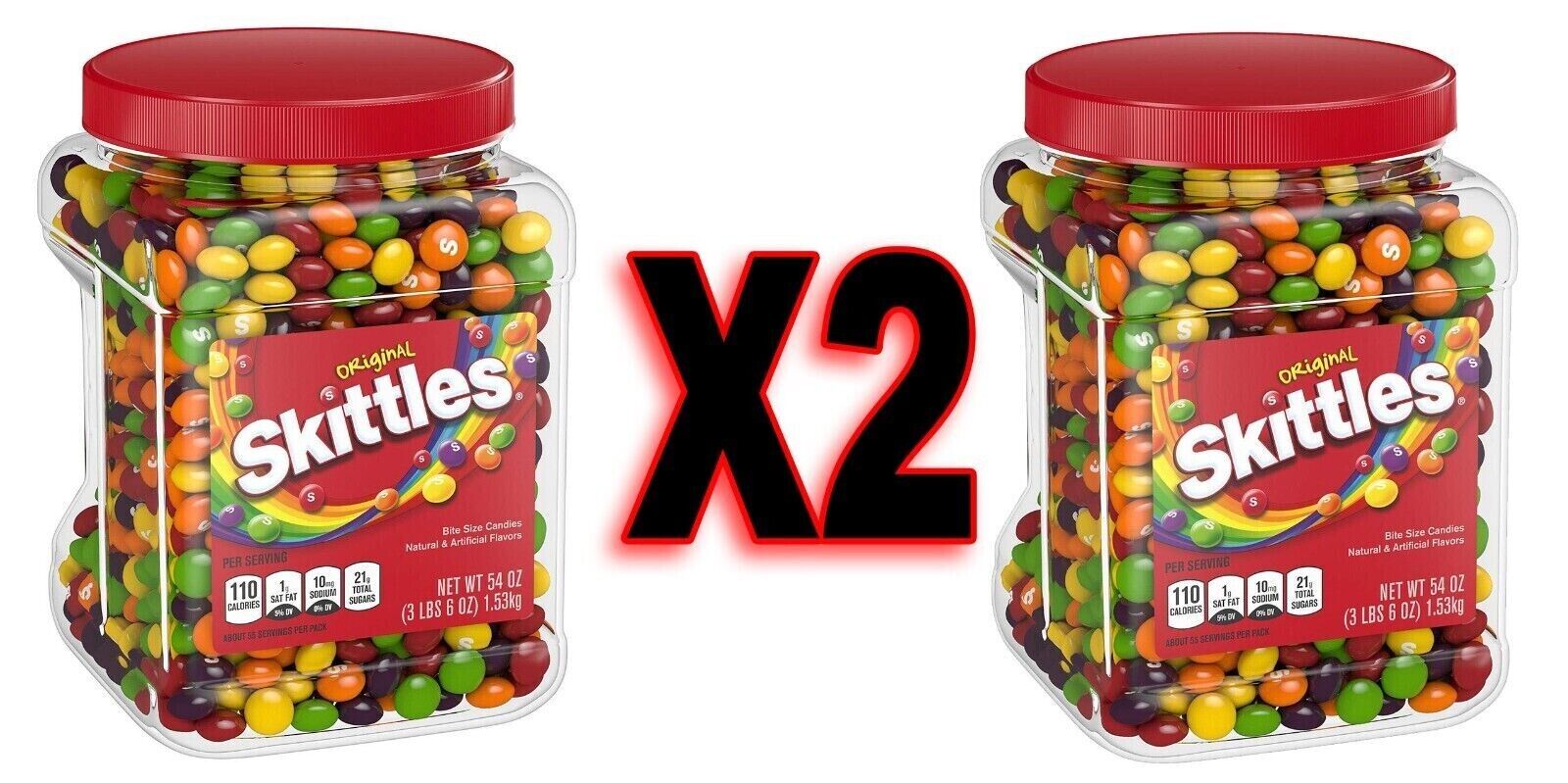 🦖✫TWO✫(2)🔥SKITTLEZ 54 oz ✪Original Candy BULK ✫Family Gatherings ✫Picnics Jars