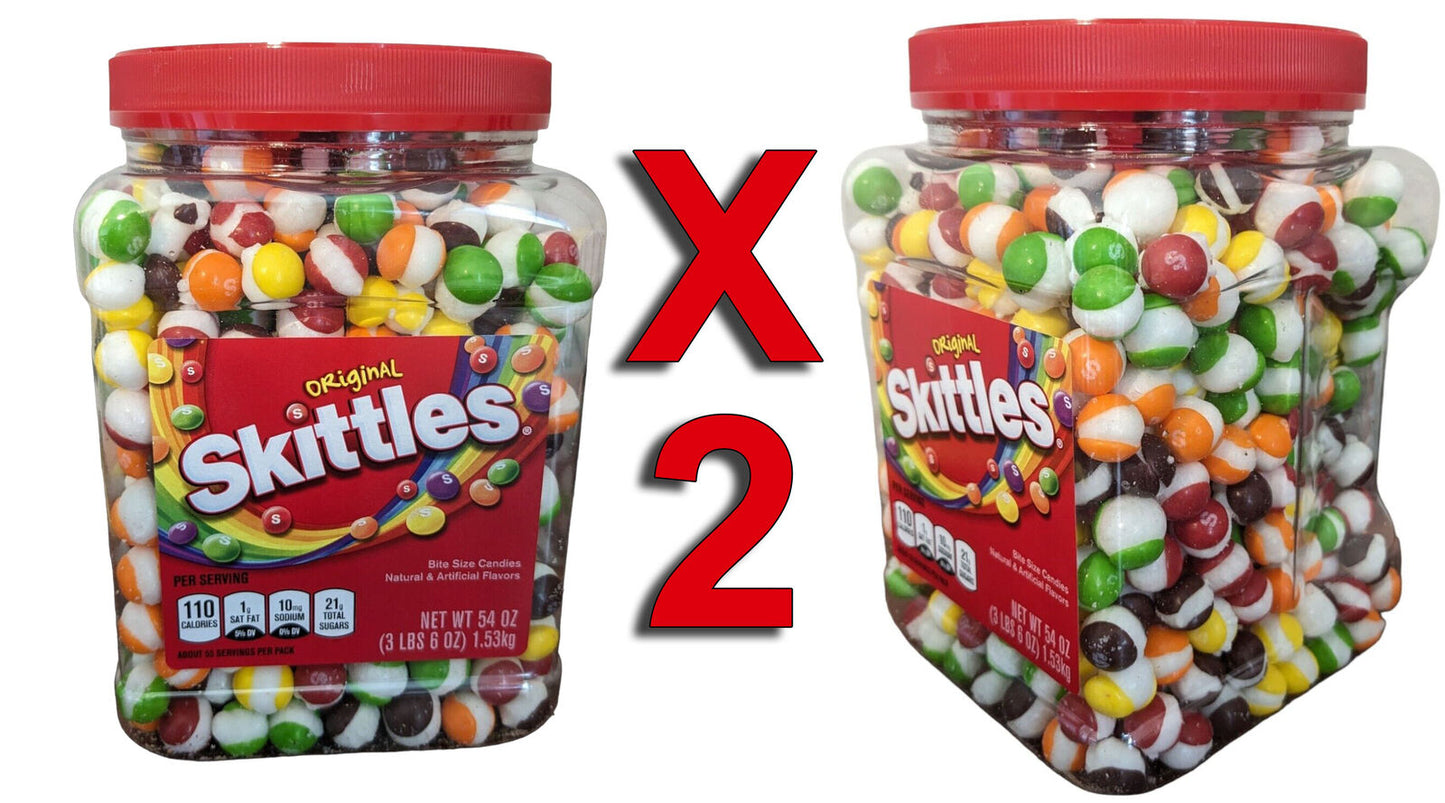 FREEZE DRIED- DUAL JARS PREMIUM TWO BIG SKITTLEZ 2- 54 Oz Original Candy Candies