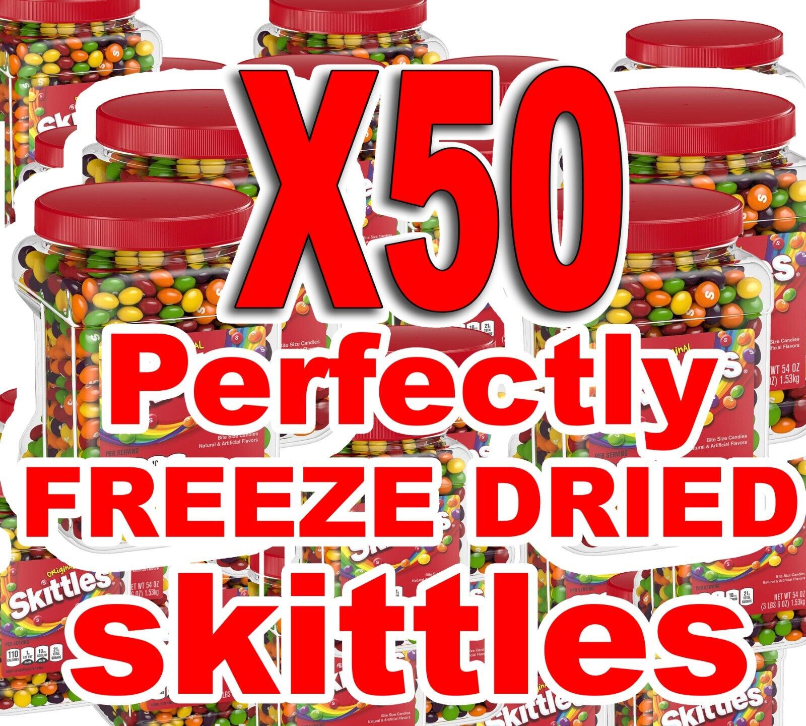 🦖(50) FREEZE DRIED SKITTLEZ -Original FIFTY CONTAINERS! BULK DISCOUNT 54 oz