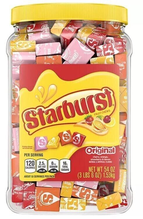 TWO (2) 54 oz 🦖Original🦕NEW🔥 STARBURSTS Fruity Chewy Candy Bulk Jars SEALED