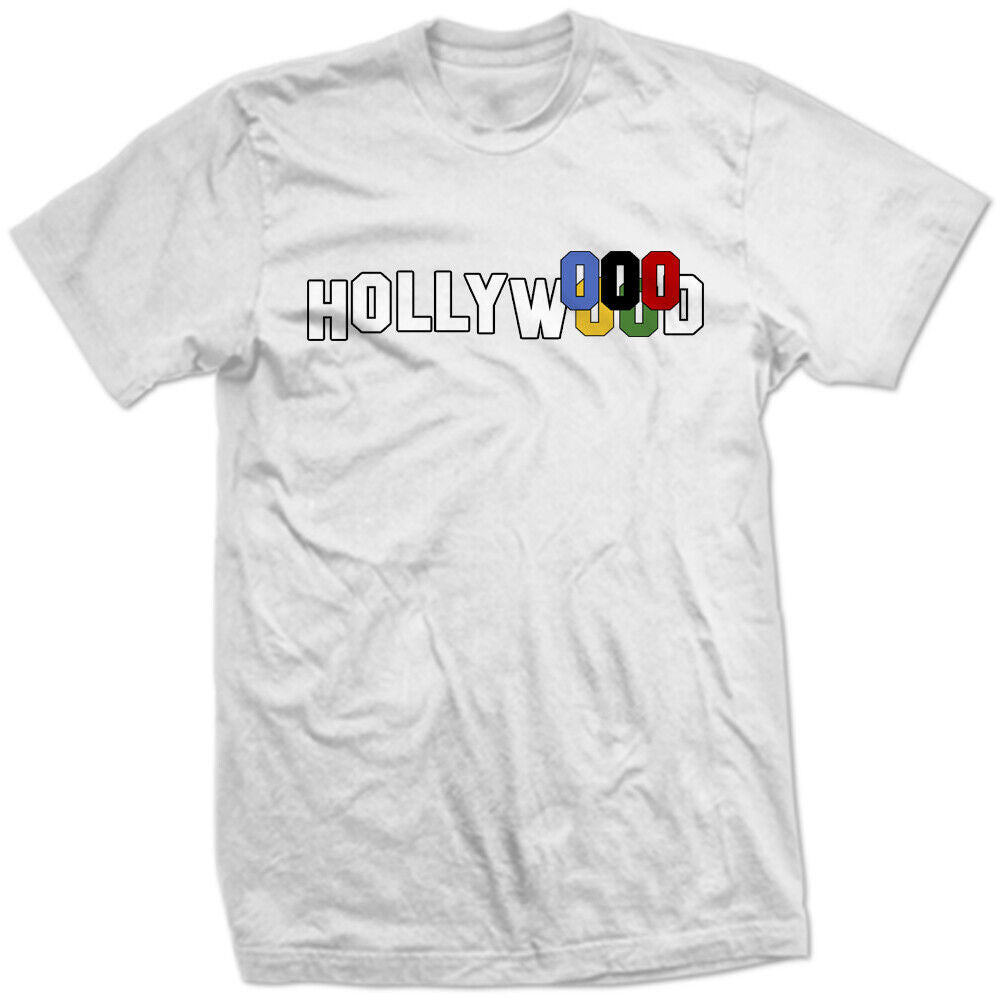 THE HOLLYWOOD SIGN LETTERS OLYMPIC RINGS USA Olympics CALIFORNIA White CA SHIRT