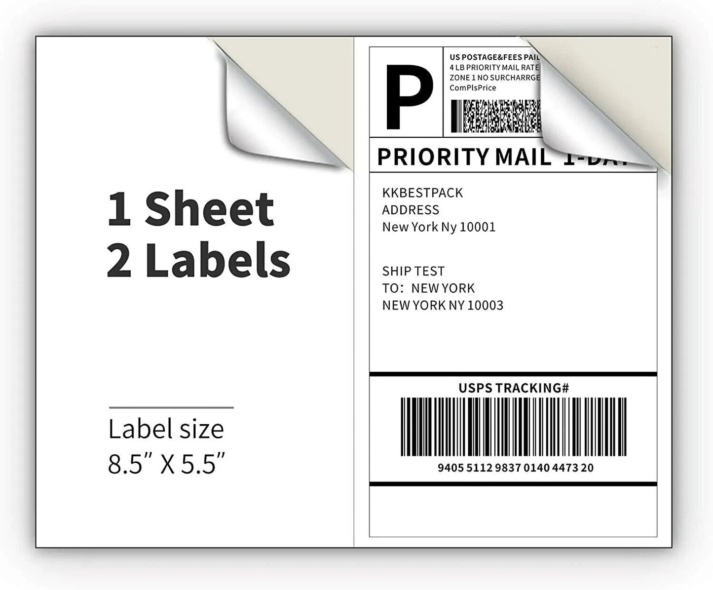 400 Labels 200 Sheets Shipping Labels 8.5 x 5.5 Self Adhesive +10 EXTRA! 410