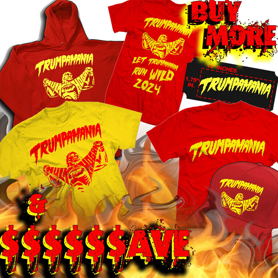 TRUMP VANCE RIPPING R/Y TRUMPAMANIA TRUMPMANIA HULK HOGAN HULKAMANIA WWF SHIRT