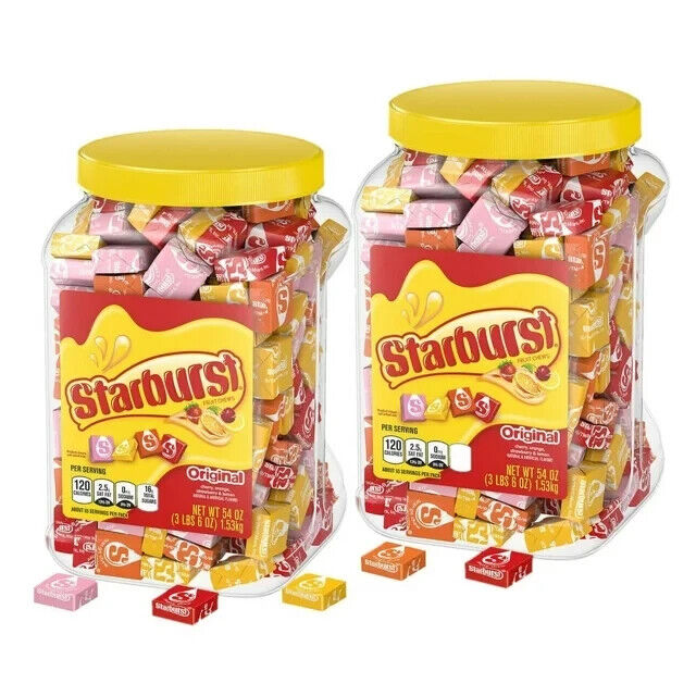 TWO (2) 54 oz 🦖Original🦕NEW🔥 STARBURSTS Fruity Chewy Candy Bulk Jars SEALED