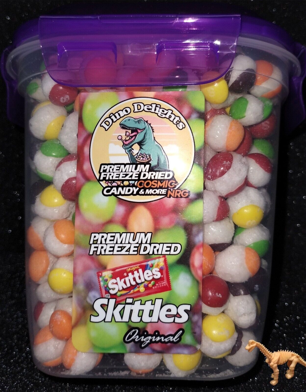 TWO (2) of FINEST Large SKITTLEZ Freeze Dried 54 oz Original Candy Jar w +BONUS