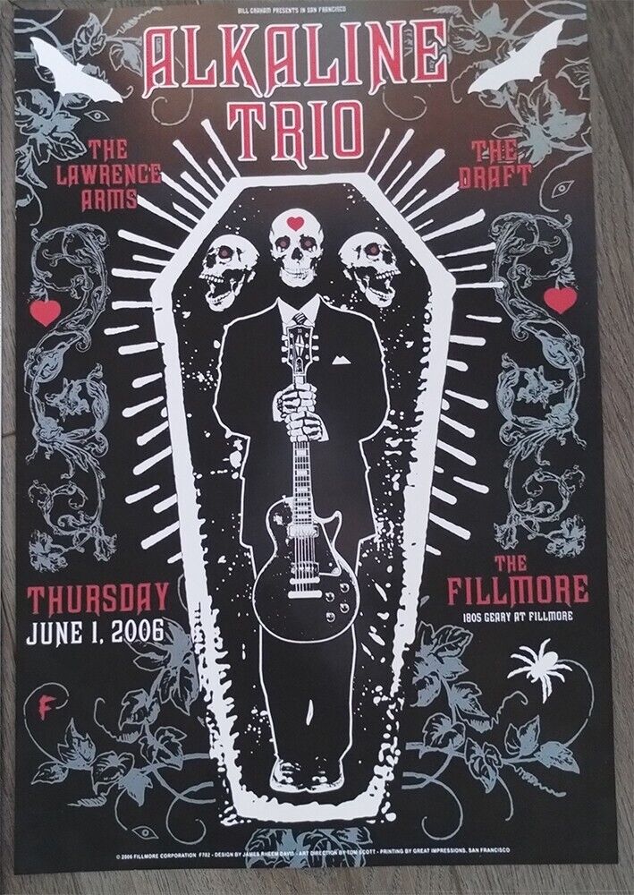 ⚰️ALKALINE TRIO⚰️THE DRAFT - THE LAWRENCE ARMS@THE FILMORE EMO ROCK Show Poster