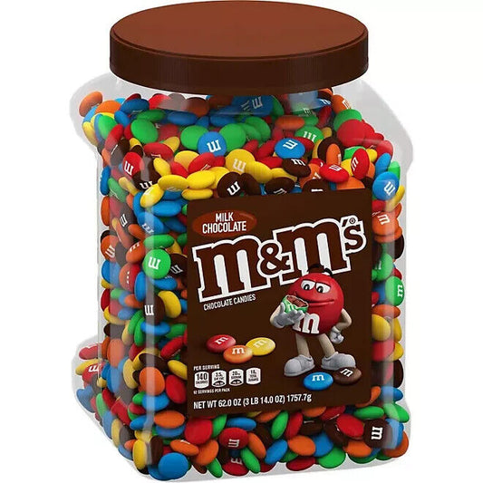 M&M'S Milk Chocolate 3LB 14 oz Candy Melt in Mouth Candies Bulk Sealed Jar 62 oz