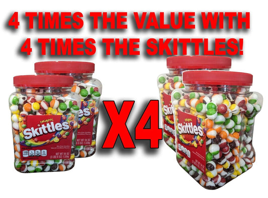 4 of FINEST Large SKITTLEZ Freeze Dried 54 oz Original Candy Jar Candies w BONUS