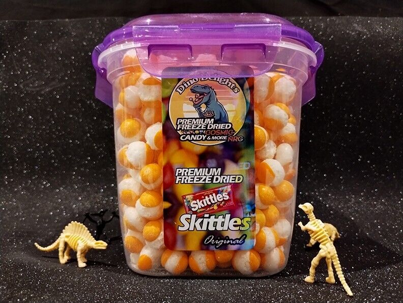 ❤FREEZE DRIED ALL ORANGE SKITTLEZ 100% ORANGE FLAVORED FAVORITE full Candy Jar