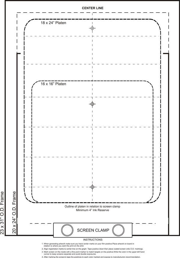 PREMIUM HIGH QUALITY Screen Printing PRE-REGISTRATION TEMPLATE GUIDE - WARRANTY!