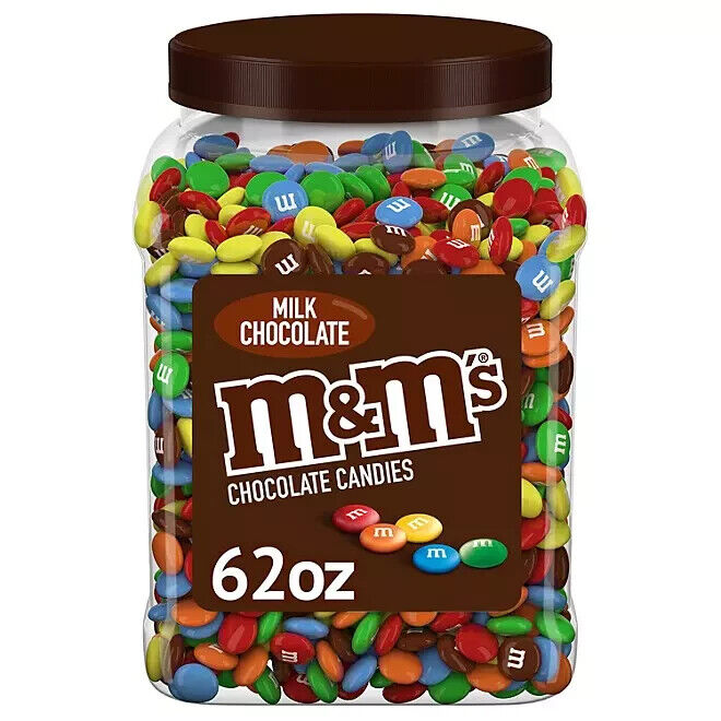 M&M'S Milk Chocolate 3LB 14 oz Candy Melt in Mouth Candies Bulk Sealed Jar 62 oz