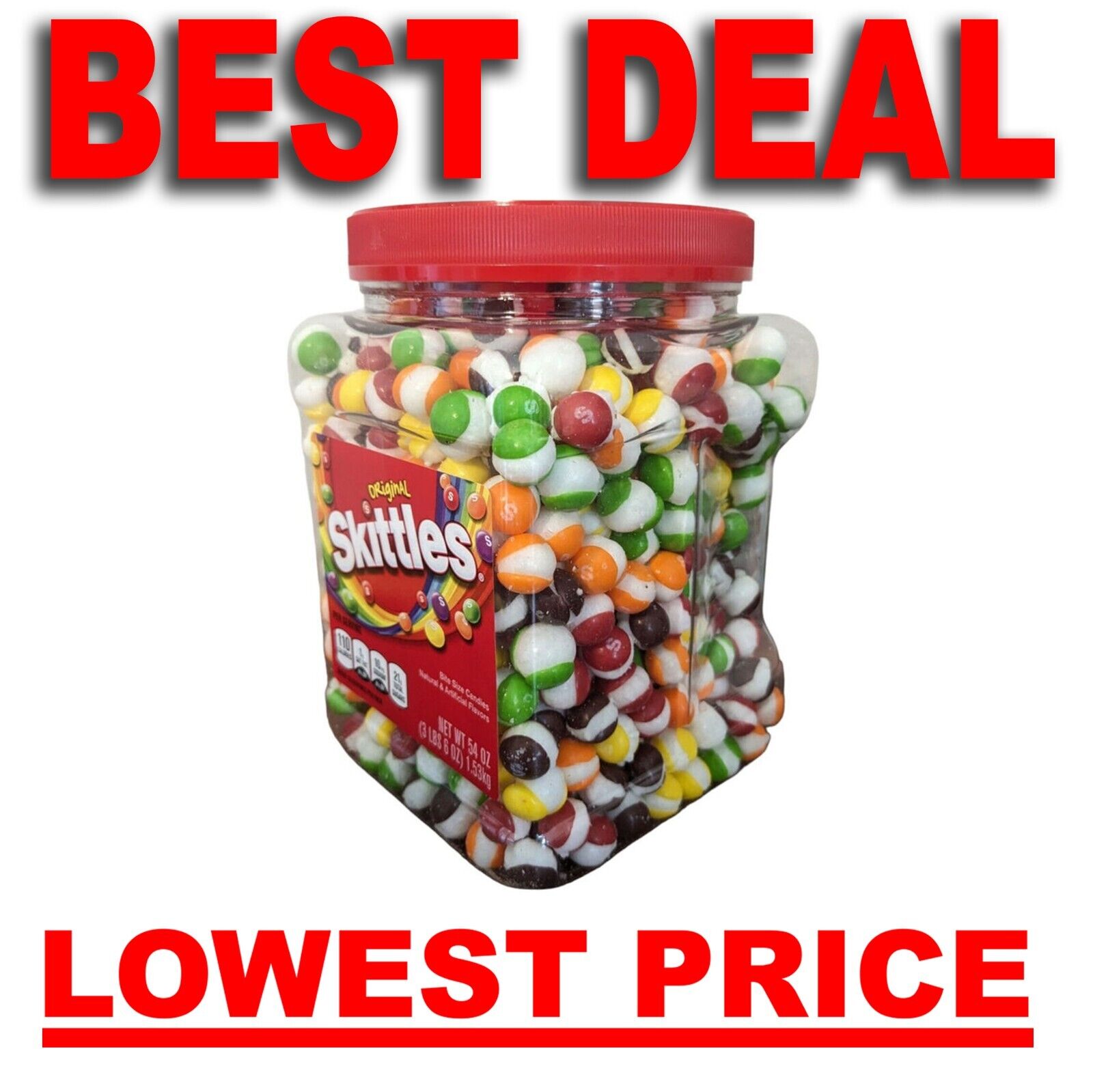 ✪FREEZE DRIED ✫FINEST✫FREE BONUS ✬SKITTLEZ 54 oz Original Candy Jar Free✌ TOY ☮