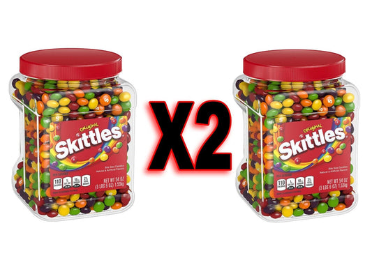 TWO (2) 🔥SKITTLEZ 54 oz Original Fruity Chewy Candy BULK candies HUGE container