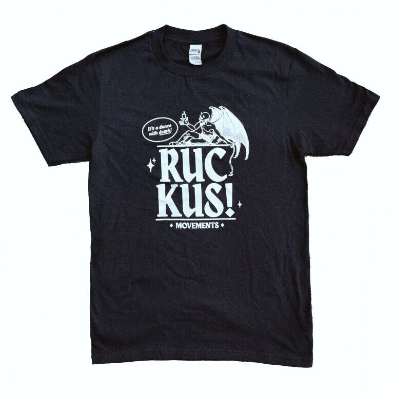 ✌MOVEMENTS✌*RUCKUS! ☠SHIRT Demon "It's a Dance With Death" Devil music All Sizes