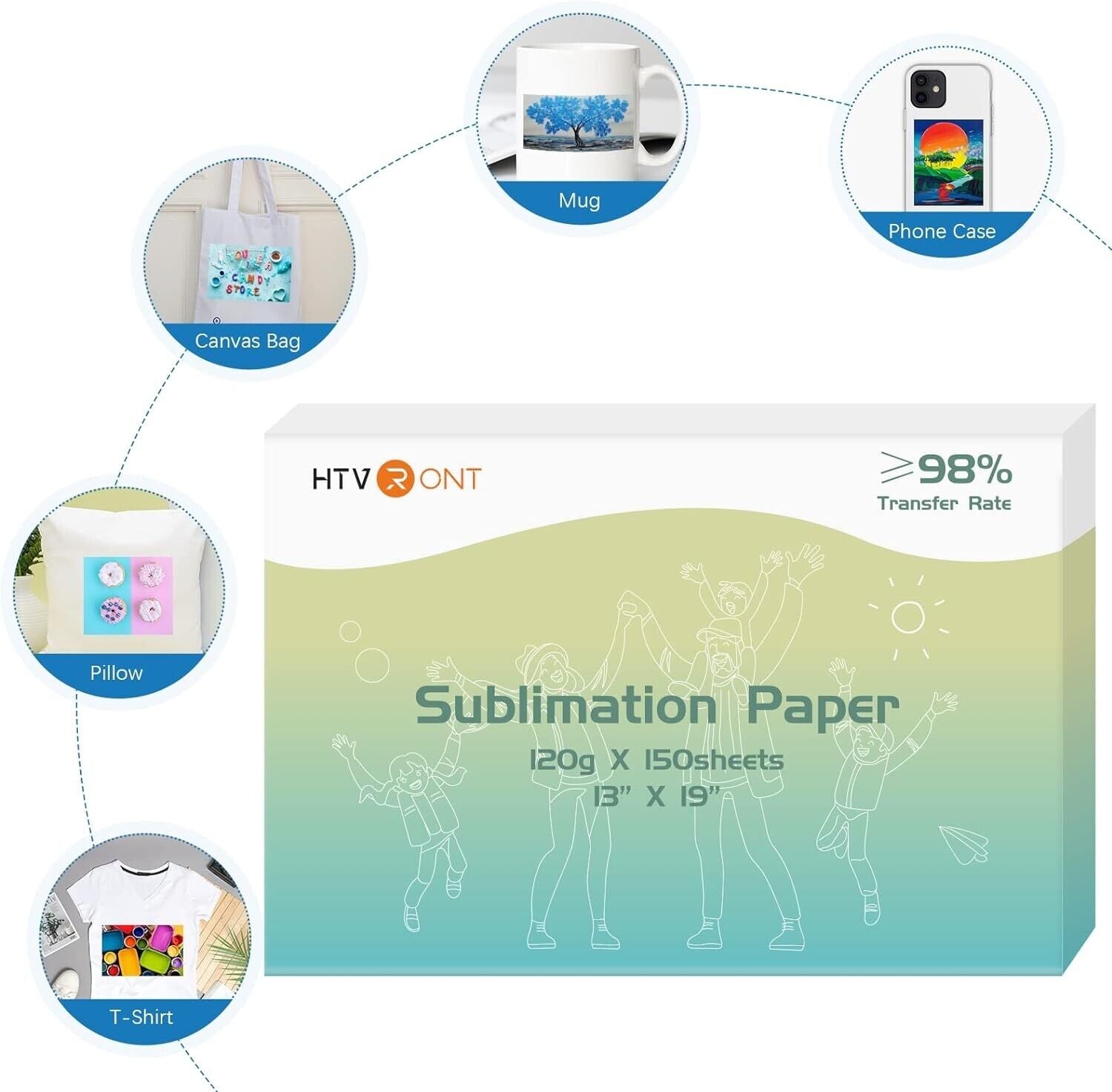 HTVRONT Sublimation Paper 13x19" Super B+ Size-150 Sheets Sub Ink Inkjet printer