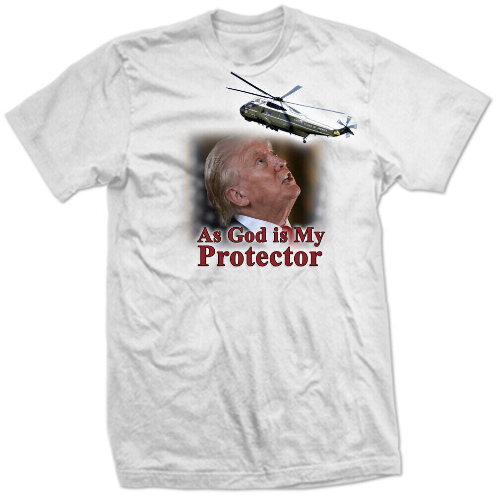 TRUMP & THE HELICOPTER - As GOD is My Protector CRASH Donald President Lie SHIRT