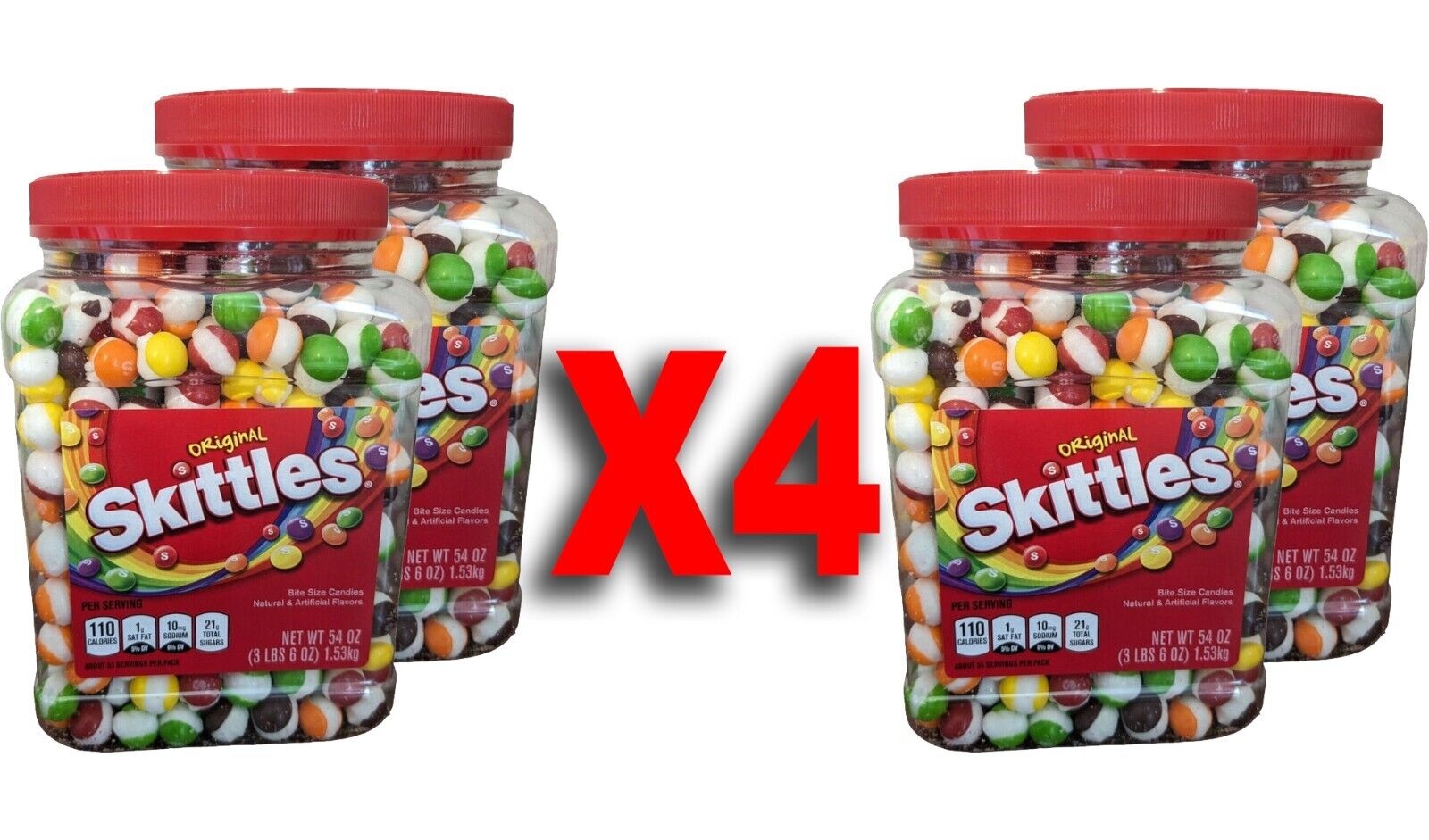 🔥4 of FINEST FREEZE DRIED SKITTLEZ ✫ 54 oz PARTIES MEETINGS Original Candy Jar✫