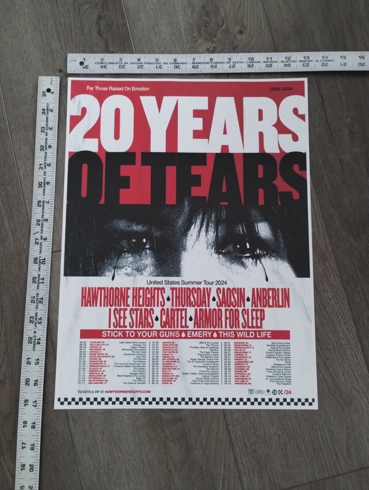 20 YEARS OF TEARS Stick To Your Guns Concert Line Up Dates VENUE EMO Show Poster