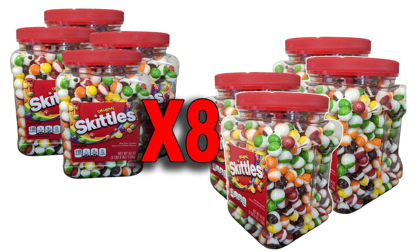 EIGHT (8) JARS FREEZE DRIED SKITTLEZ 54oz Original Candy ✫WORK MEETINGS✫ BONUS🔥