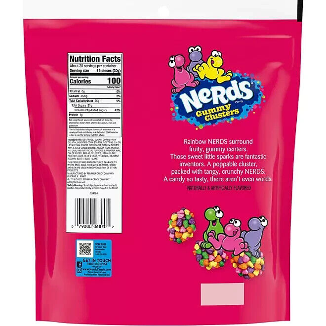 Nerds Gummy Clusters RAINBOW Sweet Sour Tangy Crunchy 2 LBs Family Size 32 oz.