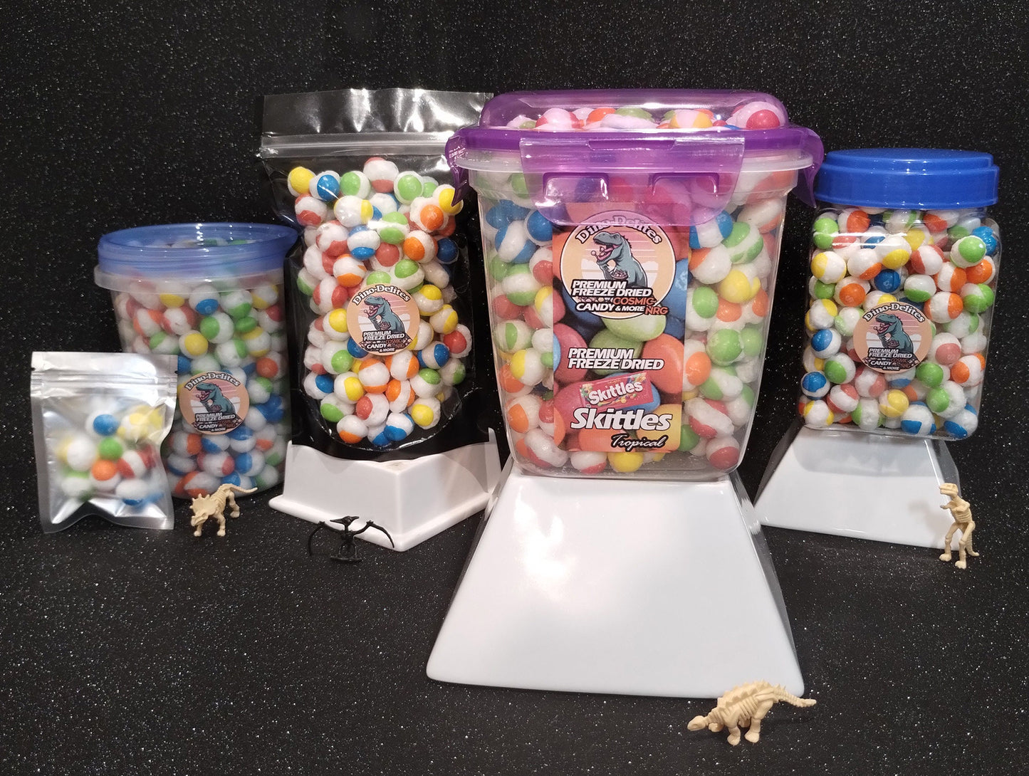 Dino-Delites Any Size! Freeze Dried TROPICAL Flavor SKITTLEZ 6oz 12oz 16oz 24oz 1.5 LBS 5lbs 10 lbs- The Most Delicious Crispy Crunchy